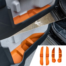 Maxzina Door Side Storage Tray Compatible with 2022-2025 Ford Maverick Side Door Storage Box Door Organizer Phone Pocket Silicone Front & Rear 4PCS Maverick Accessories (Light Orange)