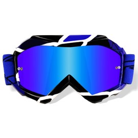NENKI Youth&Kids Motocross Goggles Dirt Bike Goggles MX Kids UTV ATV Goggles Anti Fog Motorcycle Off Road Goggles 100% UV Protection Blue Tinted Lenses