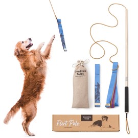 Chasing Tails Flirt Pole for Dogs Heavy Duty - 36 Inch Flirt Pole for Large Dogs with Extendable 83 Inch Rope | Two Toys Included | Suitable for All Breeds | Pets Play Equipment