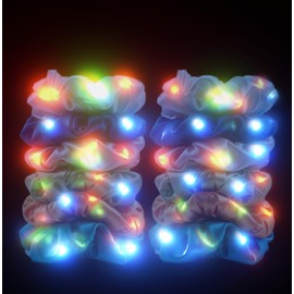 12 Pcs LED Scrunchies 3 Light Modes Elastic Glow Hair Ties Suitable for Neon Parties Light up Hair Scrunchies for Women
