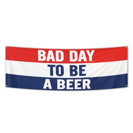 Bad Day To Be A Beer Flag 2X6 Feet Funny Flag Banner for Bar Bedroom College Dorm Room Decor with 4 Brass Grommets