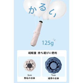 Parasol, Folding Umbrella, Heatstroke Prevention, For Rain or Shine, Ultra Lightweight, 4.2 - 4.7 oz (125 - 135 g), Carbon Parasol, UV Protection, 100% Light Blocking, Folding, 6 Ribs, 5 Grade Water