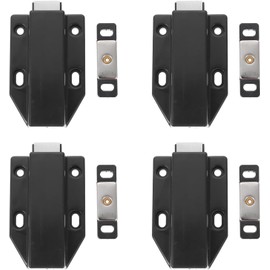 4Pcs Magnetic Push Latch, Push to Open Cabinet Catch Hardware for Large Doors Cabinet Cupboard Drawer Pop Out Latch, Push Latch Cabinet Catch for Doors Drawers Cupboard(Black)