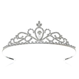 SAMKY Silver Rhinestone Crystal Prom Pageant Princess Tiara Crown T1289_