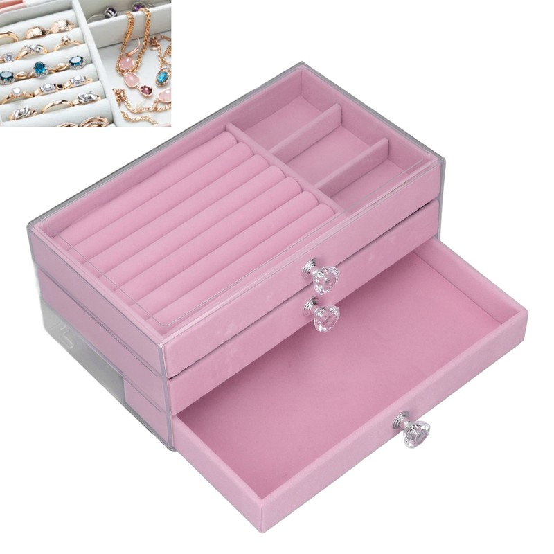 Acrylic Jewelry Organizer 3 Drawers Storage Box Transparent Jewelry Display