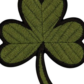 Tactical Irish Clover Patch Embroidered Applique Lucky Shamrock Iron On Sew On Ireland Emblem, Olive Drab