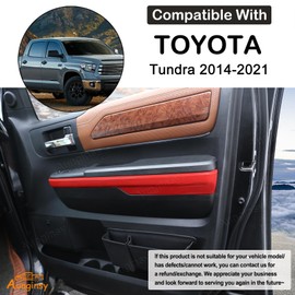 Aunginsy Inner Door Handle Armrest Panel Strips Trim Compatible with Toyota Tundra 2014-2021 Car Front Rear Door Panel Decorative Cover Protector ABS Interior Accessories (Not fit Double Cab Model!)