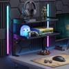 Expandable Clamp on Desk Shelf, Desktop Organizer with Headphone Holder