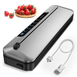 Vacuum Sealer Machine 75Kpa Precision Suction Power 6-in-1 Food Sealer with Digital Timer, Dry & Moist Food Modes, Compact Design with 10 Vacuum Bags & Built-in Cutter(Sliver)