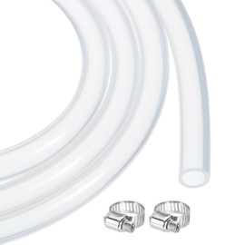 MECCANIXITY 16ft Clear Silicone Rubber Tubing 3/16" ID Plastic Tube Flexible Air Hose for Brewing, Wine Making, Pump Siphon, 5mm x 7mm, with 2pcs Clamps
