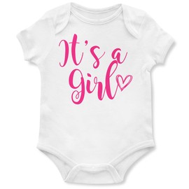 Purple Print House Its A Girl Babygrow Baby Gender Reveal Party Announcement, 0-3 Months, White
