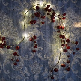 SHATCHI 150cm Pre-Lit Hanging Garland Decorations Golden/Silver/Red/Rustic Bells with 20 Warm White LEDs Christmas Home Wall Door Jingle Xmas Holiday DIY Crafts, 150 cm