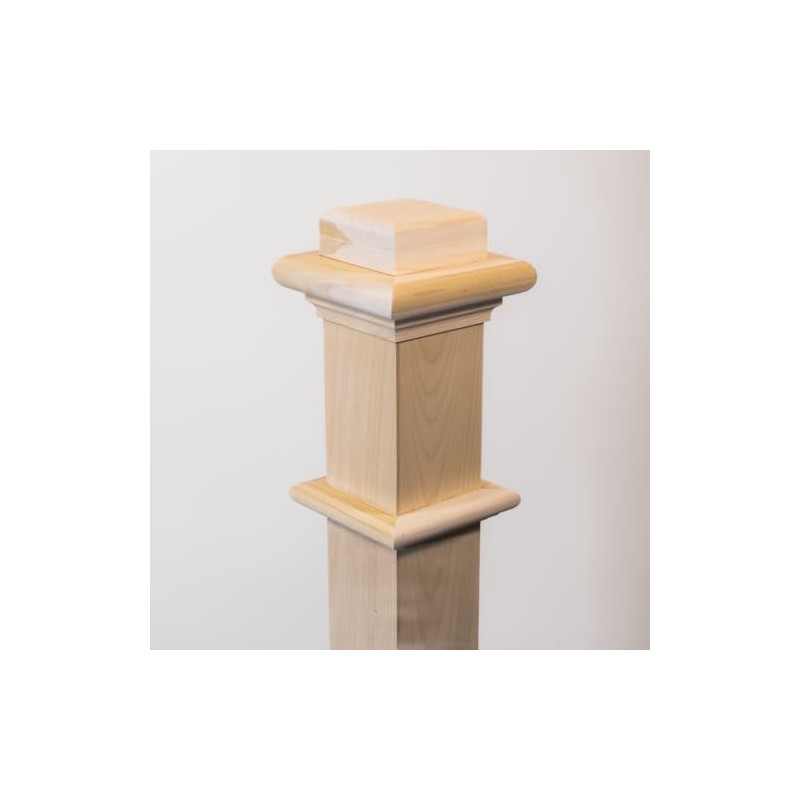 Wood Box Newel - Plain Style with Pedestal - 56"
