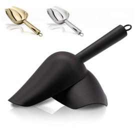 ERMENT - High-quality stainless steel shovel (100% rustproof and stable) flour scoop, ice scoop, coffee shovel in black (M)