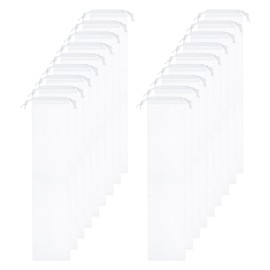 sourcing map 18pcs Umbrella Bags 25.6"x5.9" Wet Umbrella Sleeve Cover Reusable Folding Umbrella Storage Bag with Drawstring for Folding Travel Umbrellas, White