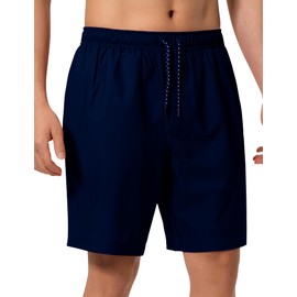 BARRACUDA BAY Mens Swim Trunks 8 inch Inseam Mesh Liner Quick-Dry Lightweight 4-Way Stretch Bathing Suit Swimming Trunks for Men UPF 50+ (Color: Navy, Size: Large)
