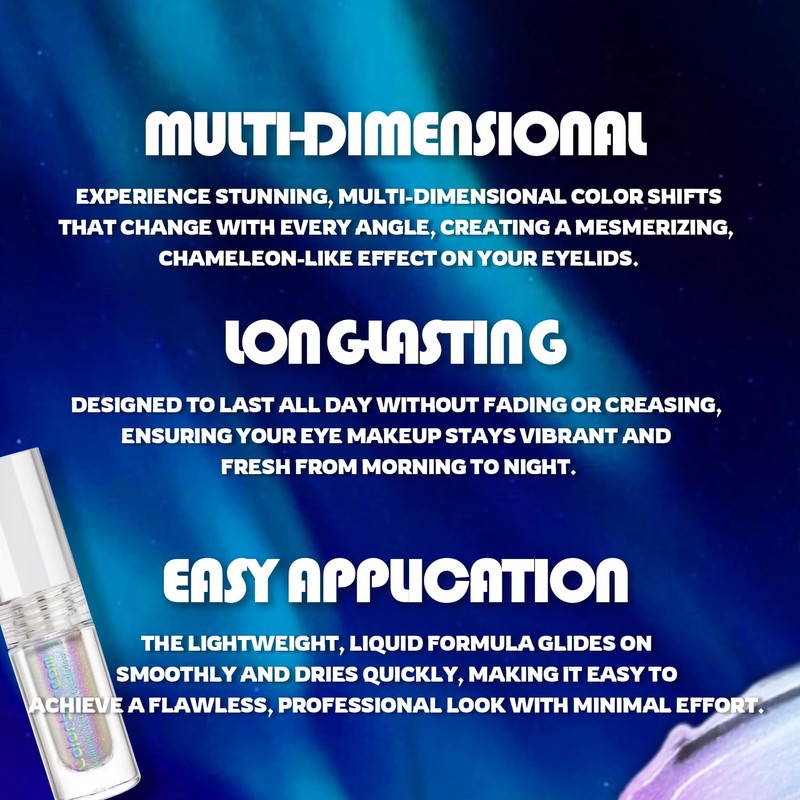 Multichrome Glitter Liquid Eyeshadow, Chameleon Eyeshadow Color Shifting, Holographic Metallic