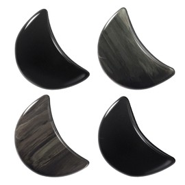 Nupuyai Nupuyai 4pcs Moon Shape Obsidian Crystal Palm Pocket Worry Stone Set, Polished Reiki Stone for Chakra Healing Jewellery Making Home Decor