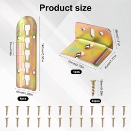 WPPQWP Set of 4 Bed Connectors Bed Fittings, Height Adjustable Bed Angle for Centre Beam and Slatted Frame Support