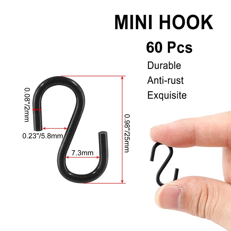 Rierdge Metal Small S Hook Black Hanging Hooks S Shaped