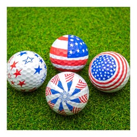 GBM Patriotic Golf Balls - Set of 12 American Flag Design with Stars & Stripes Pattern for Games, Practices & Gifts