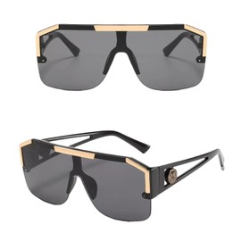 No Name Ltd Oversized Rapper One Piece Shield Sunglasses for Men Woman Celeb Square Retro Hip Hop GangsterShades Glasses