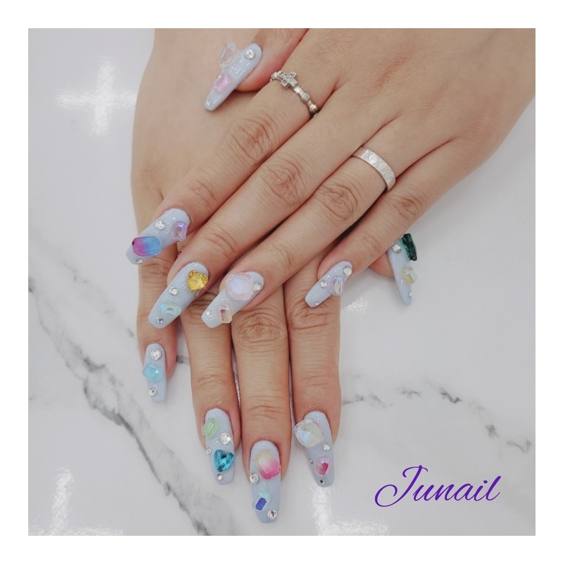 ⭐️ Glass parts handmade nail tips ✨ - Short ballerina