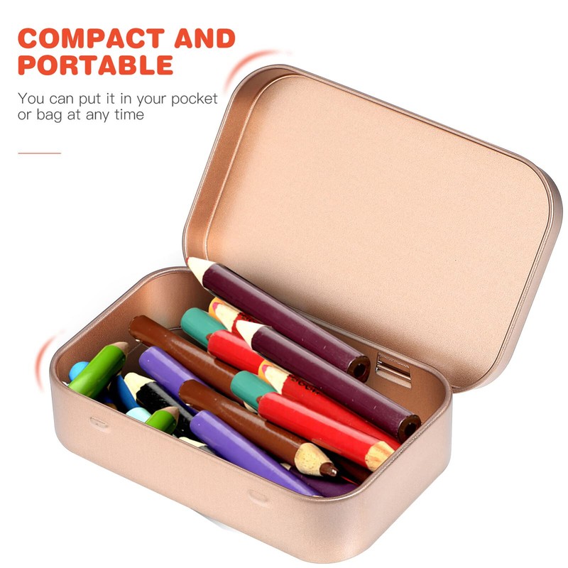 COHEALI Metal Rectangular Empty Hinged Tins: 5 Pack Mini Portable