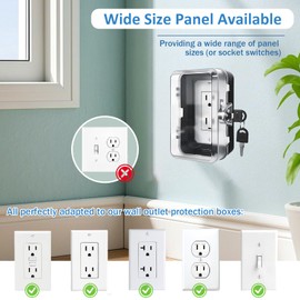 PILISPARK Child Proof Outlet Lock Box with 2 Durable Keys - Heavy Duty Safety Cover for Baby Proofing, Tool-Free Installation, More Space for Large Plugs Universal Fit Socket Protector (1Pack, Black)
