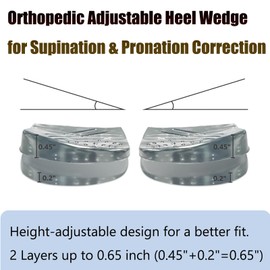 3 Layer Adjustable Orthopedic Heel Lift for Supination & Over-Pronation Correction Medial & Lateral Heel Wedge Inserts for Knee Pain, Bow Legs (Black-2-Layer, L: Women 8-12 | Men 7.5-14)