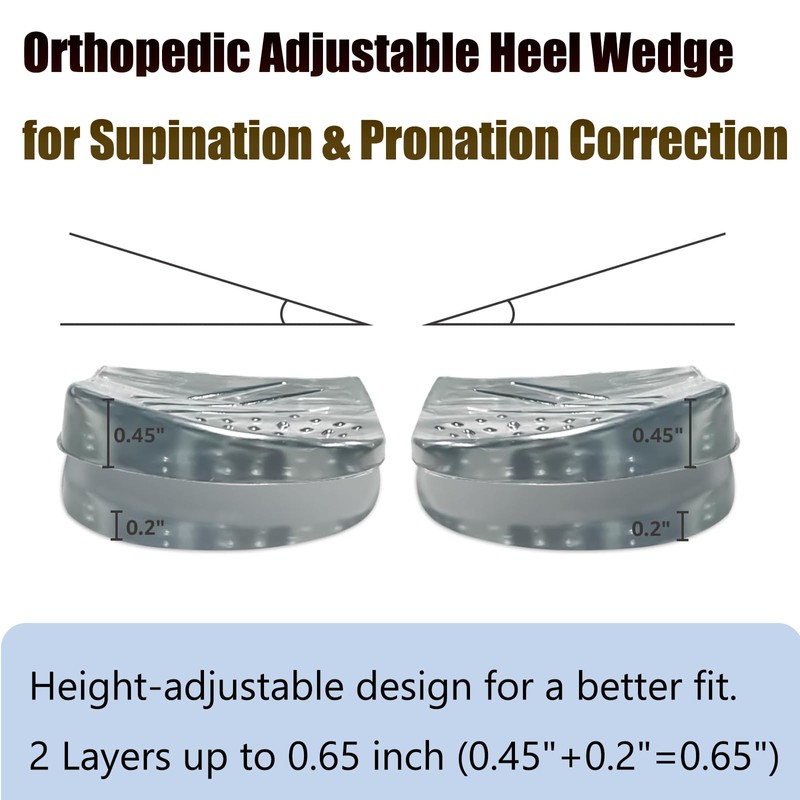 3 Layer Adjustable Orthopedic Heel Lift for Supination & Over-Pronation