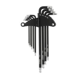 ARES 70257 - Extra Long Ball End Torx L-Key Set - 9-Piece Set Includes Sizes T10-T50 - Anti-Slip Textured Black Coating & Premium S2 Steel Construction - Storage Case Included