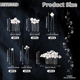 12Pcs Wedding Hair Comb, Shiny Silver Wedding Hair Accessories, 19.7 Inch Bridal Hair Vine Hair Clip Bridal Hair Comb Wedding Hair Pins Bridal Hair Accessories for Bride Bridesmaids