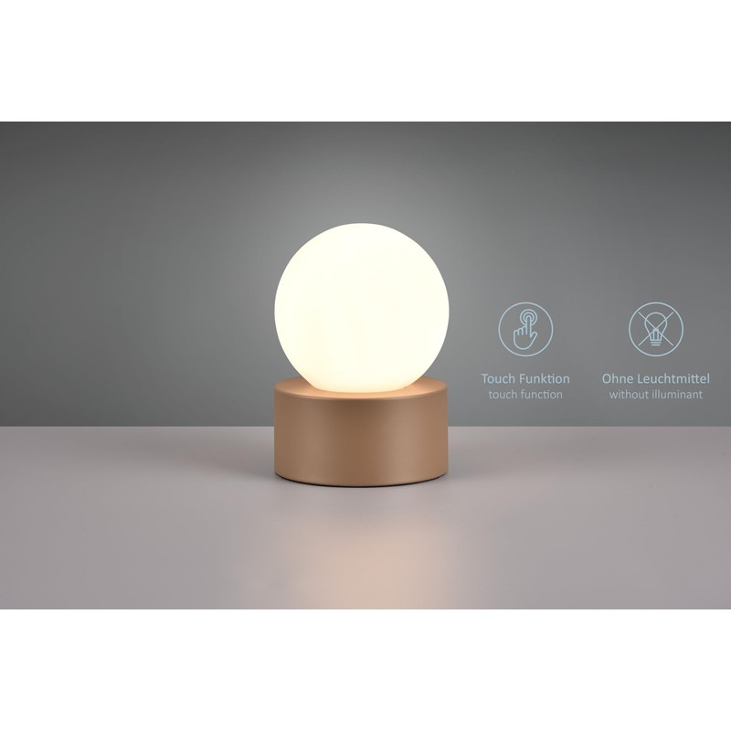 lightling Cordula Table Lamp with Coffee Metal Base White Glass