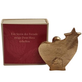 Herzmensch Small Golden Bronze Angel 4.5 cm with Star Child Christmas Decoration Gift as Guardian Angel Lucky Charm for the Year Round