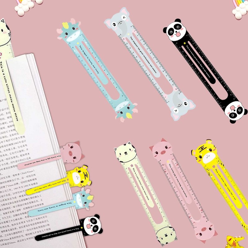 Pack of 6 Rulers 15 cm Children's Flexible/Animals Cartoon Ruler