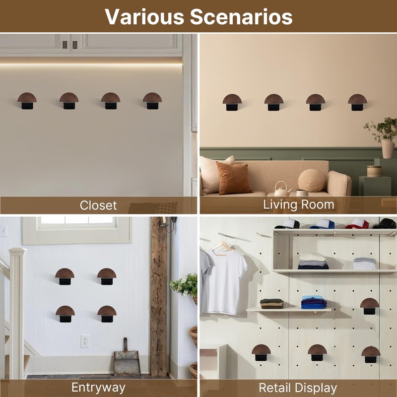 SEKSON Cowboy Hat Rack for Wall, 4 Pack Wooden Hat