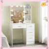 Yamissi White Makeup Table, with Sliding LED Lighted Mirror, 4