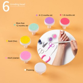 Baby Nail Trimmer Replacement Pads - Professional Electric Nail File Grinding Heads Accessory with Portable Design and Better ABS Material, 6pcs