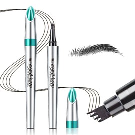 Eyebrow Microblading Pen with 4 Point Brow Pen Lift & Snatch Microblading Long-Lasting Waterproof Natural Eyebrow Hair (Black)