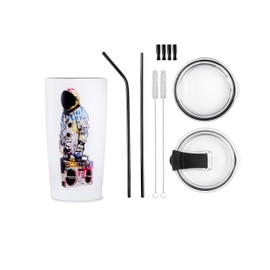 URBANCAN 20 oz Insulated Tumbler with Lid and Straw - Drink In Style with a Stainless Steel Tumbler Travel Mug - Premium Double Walled Thermos Flask - Vibe City