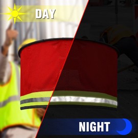 2 Pieces Hard Hat Sun Shade Full Brim Mesh Neck Sunshade Cover with Reflective Strip High Visibility Sun Visor Neck Shade for Outdoor Sunshading Activities (Red)