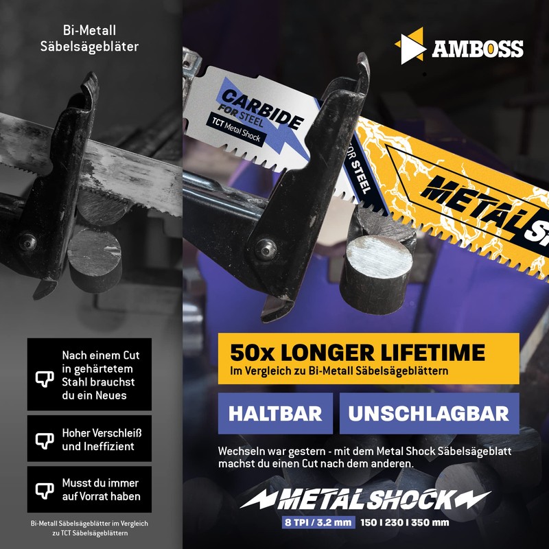 AMBOSS METAL SHOCK - 3 x reciprocating saw blade length
