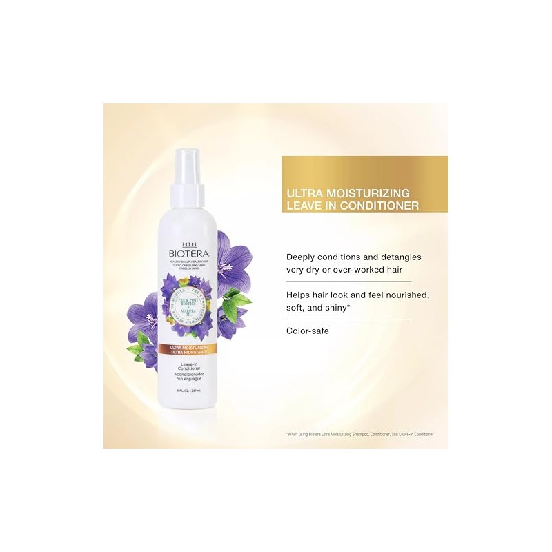 BIOTERA Ultra Moisturizing Leave-in Conditioner Deeply Conditions Detangles Dry, Damaged,