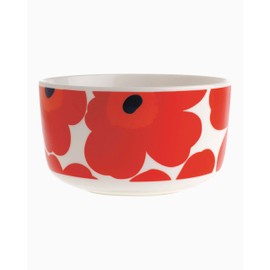 Marimekko 63433 001 Unikko 63433 001 Bowl, White x Red, 4.9 inches (12.5 cm), 16.9 fl oz (500 ml)