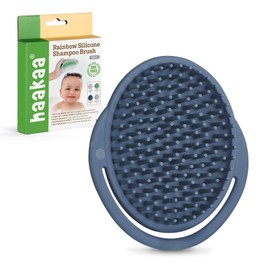 haakaa Baby cradle cap brush - Soft cradle cap comb| Hair Scalp Massager, Soft Bristles for Newborns & Toddlers-Steel Blue