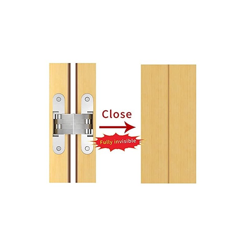 (1 Pair) Hidden Door Hinge, Stainless Steel, Hidden Barrel Wooden