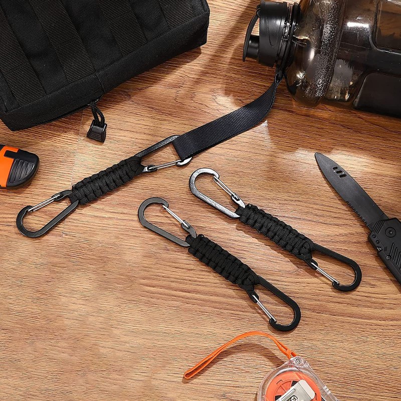 [ALLVD] 2 Carabiners Double Head Paracord Braided Paracord Lanyard Keychain