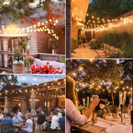 Outdoor String Lights - 48FT Patio Lights Outdoor Waterproof, 15PCS Edison Lights, Hanging String Lights with Heavy Duty Strand, Garden String Lights for Outside Cafe Bistro Porch, 11W Warm White