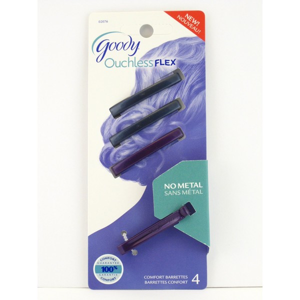 Goody Ouchless Flex Hair Barrettes - Blue & Purple - 4 Pcs.